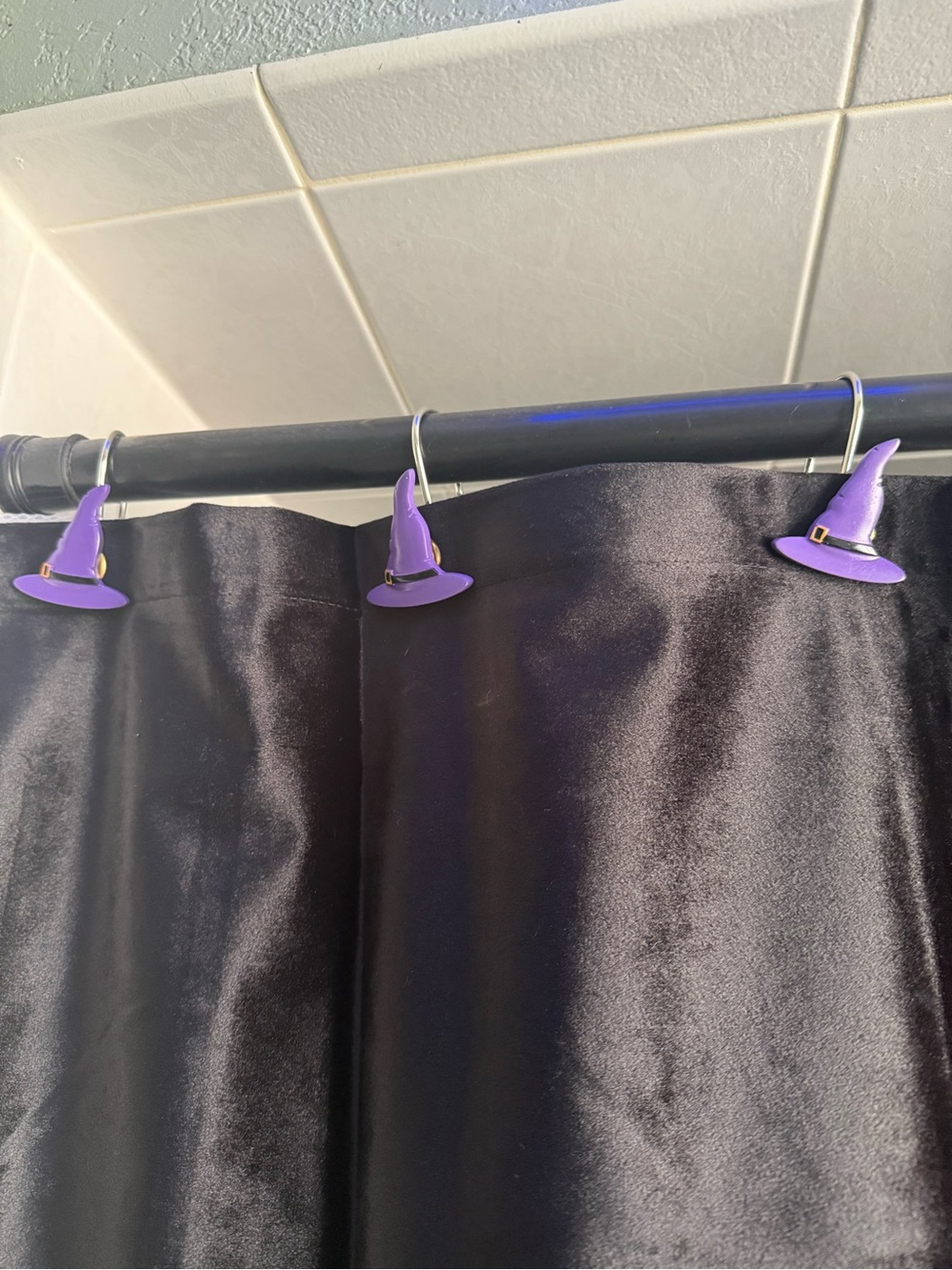 Purple Witch Hat shower curtain hooks Halloween